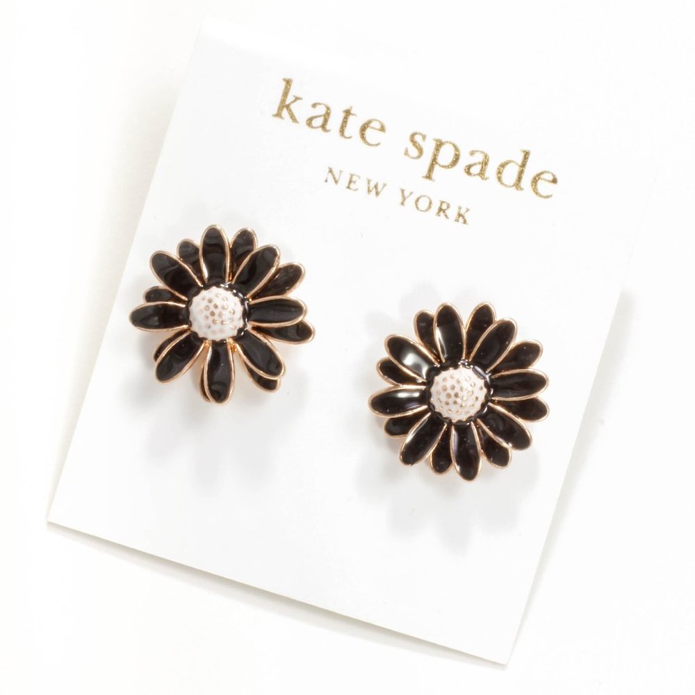kate spade black daisy flower earrings
